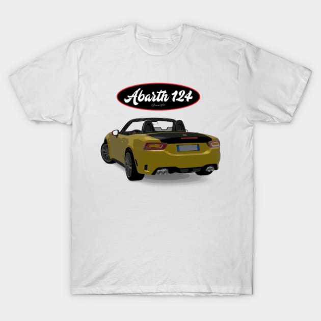 ABARTH 124 Giallo Back T-Shirt by PjesusArt